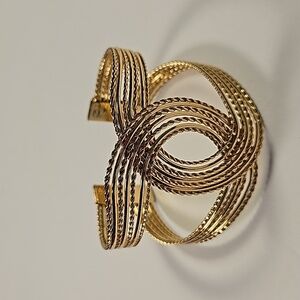 Goldtone Woven Wires Cuff Bracelet